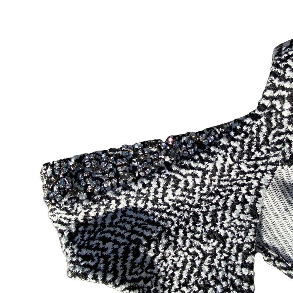 Free People Women's Fit & Flare Short Dress in Black and White Pattern - Picture 4 of 12